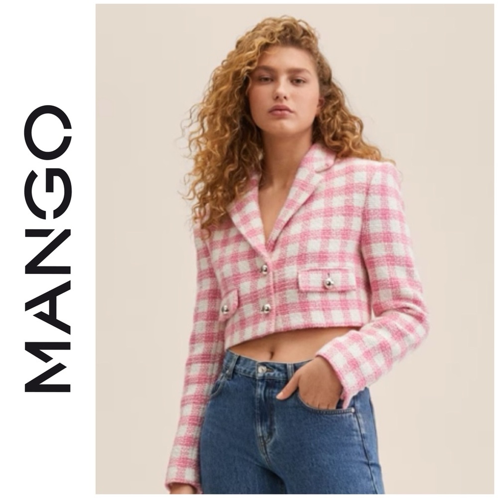 NWT MANGO CROP TWEED JACKET BLAZER